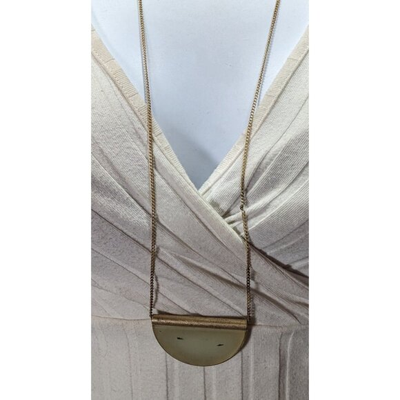 Geometric Rutilated Quartz Half Circle Pendant Necklace - Picture 6 of 10